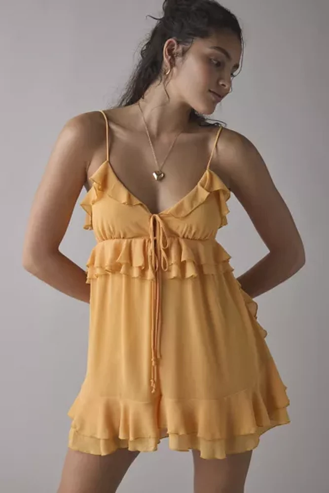 Kimchi Blue Mariah Tie-Front Ruffle Romper
