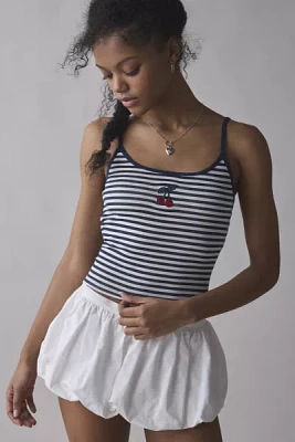 Cherry On Top Embroidered Graphic Striped Cami