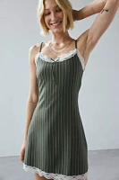 UO Devin Pinstripe Lace-Trim Cami Mini Dress