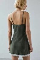 UO Devin Pinstripe Lace-Trim Cami Mini Dress