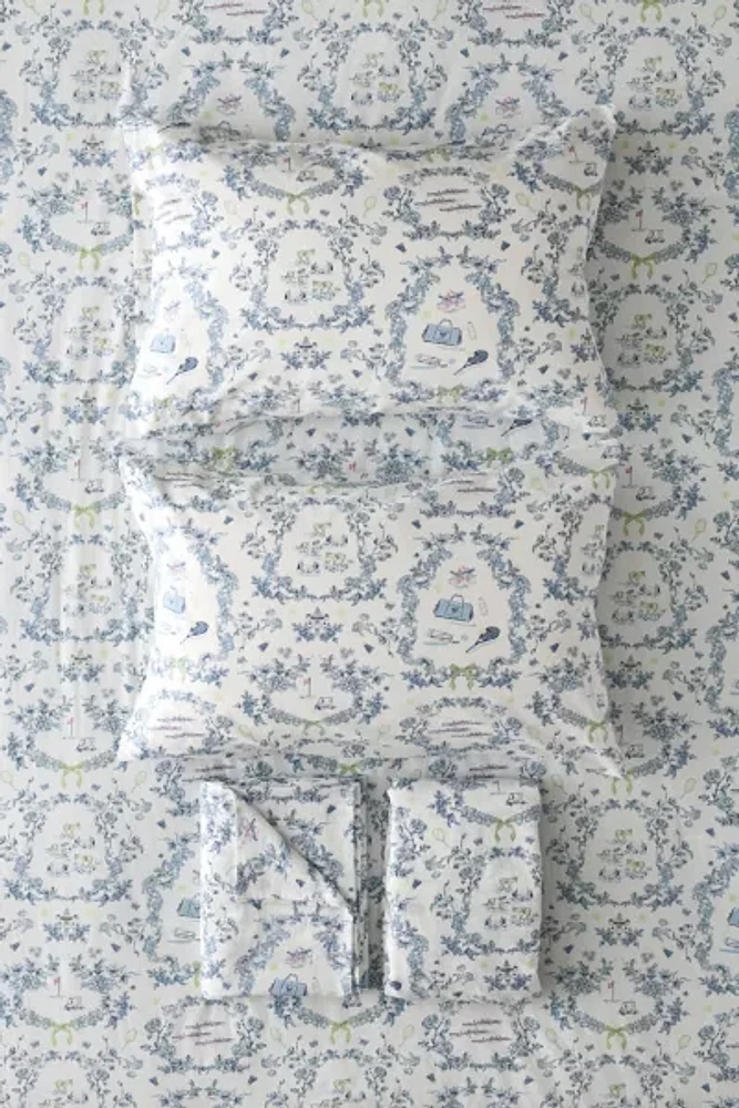 Preppy Toile Patterned Core Sheet Set