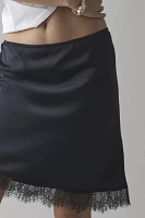 Kimchi Blue Addy Lace Trim Satin Slip Midi Skirt