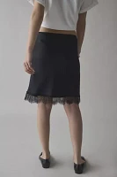 Kimchi Blue Addy Lace Trim Satin Slip Midi Skirt