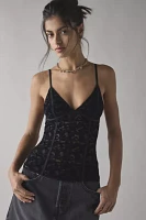 Out From Under Je T'aime Semi-Sheer Flocked Mesh Cropped Cami
