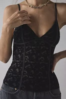 Out From Under Je T'aime Semi-Sheer Flocked Mesh Cropped Cami