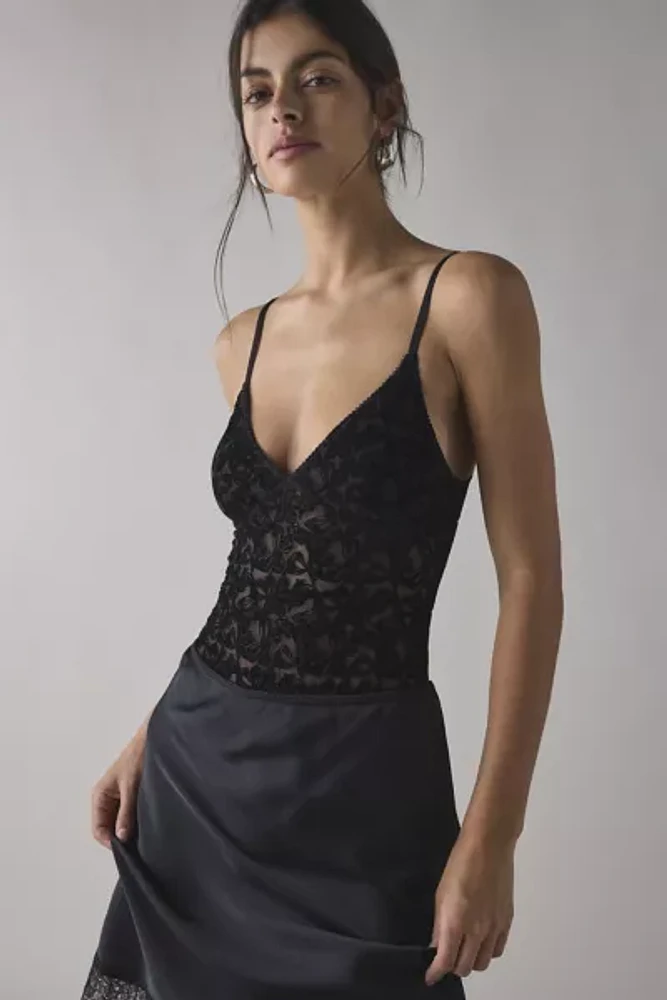 Out From Under Je T'aime Semi-Sheer Flocked Mesh Bodysuit