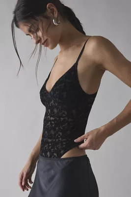 Out From Under Je T'aime Semi-Sheer Flocked Mesh Bodysuit