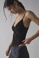 Out From Under Je T'aime Semi-Sheer Flocked Mesh Bodysuit