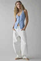 UO Sari Seamed Linen-Blend Halter Vest Top