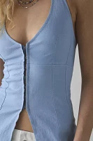 UO Sari Seamed Linen-Blend Halter Vest Top