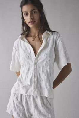 Out From Under Pickin’ Daisies Terry Knit Short Sleeve Button-Down Shirt