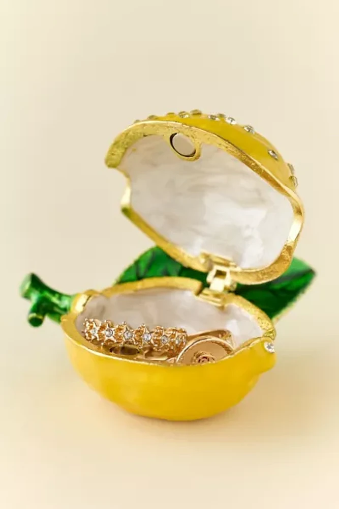 Lemon Enameled Lidded Trinket Box