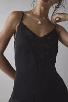Out From Under Mei Tiered Lace Trim Satin Slip