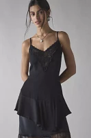 Out From Under Mei Tiered Lace Trim Satin Slip