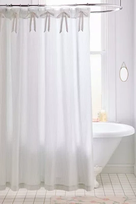 Yarn Dye Striped Bow Shower Curtain