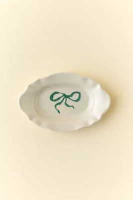 Bow Scalloped Ceramic Catch-All Dish