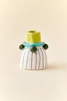 Striped Ceramic Taper Candle Holder