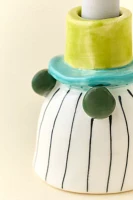 Striped Ceramic Taper Candle Holder