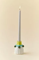 Striped Ceramic Taper Candle Holder