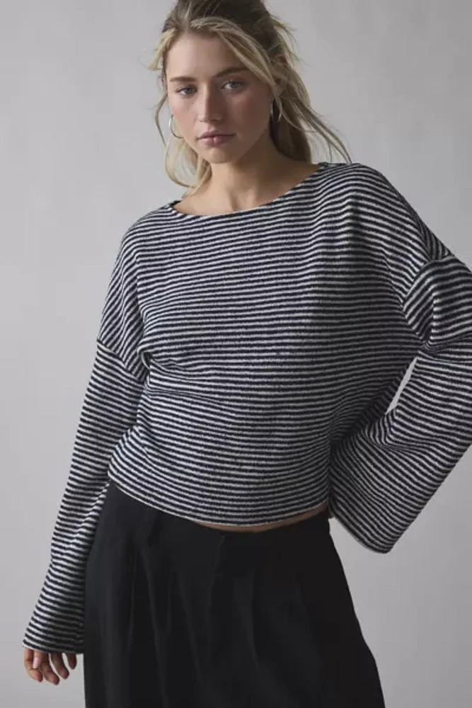 Urban Renewal Remnants French Terry Stripe Knit Drippy Sleeve Top