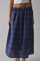 ReMADE By UO Remnants Plaid Drawstring Maxi Skirt