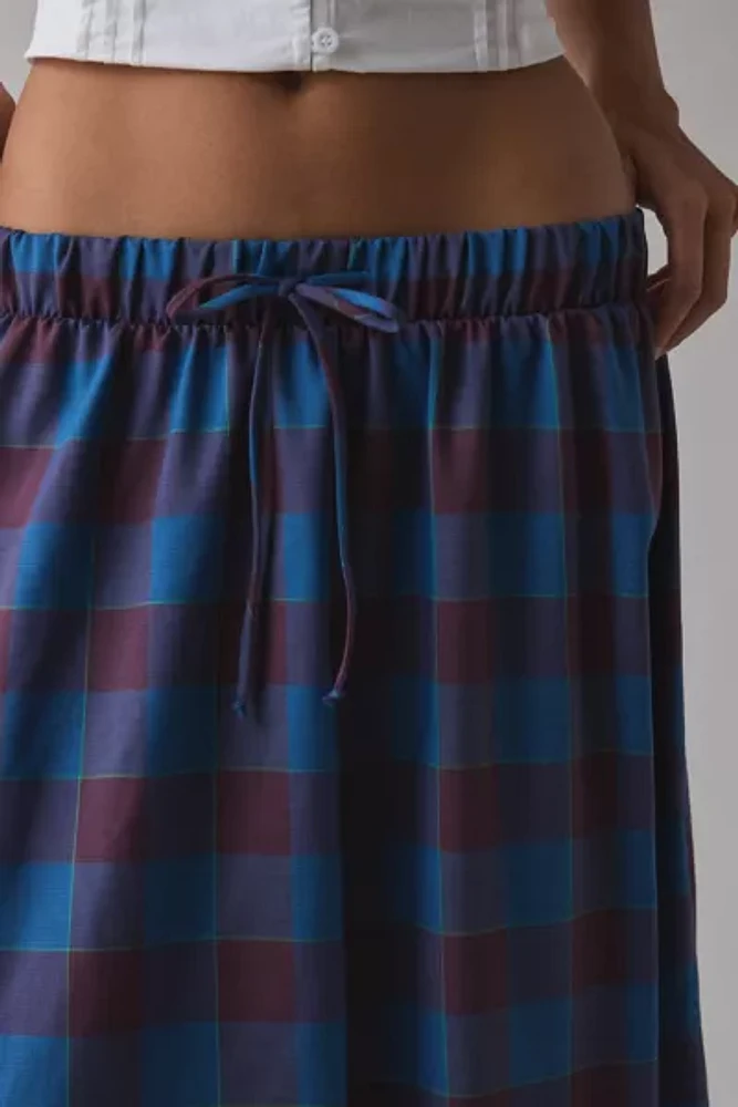 ReMADE By UO Remnants Plaid Drawstring Maxi Skirt