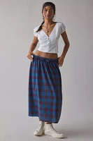 ReMADE By UO Remnants Plaid Drawstring Maxi Skirt