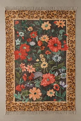 Carmine Floral & Leopard Printed Rug