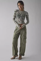 AFRM Desert Tropical Kaylee Mesh Long Sleeve Crop Top