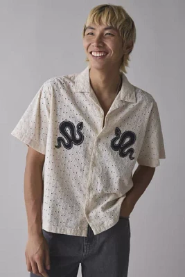 UO Liam Eyelet Applique Short Sleeve Shirt