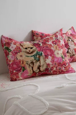 Garden Kitty Patterned Sham Set
