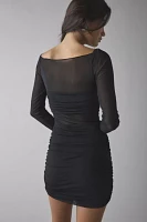 AFRM Ramsey Semi-Sheer Mesh Ruched Bodycon Mini Dress