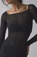 AFRM Ramsey Semi-Sheer Mesh Ruched Bodycon Mini Dress