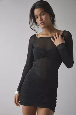 AFRM Ramsey Semi-Sheer Mesh Ruched Bodycon Mini Dress