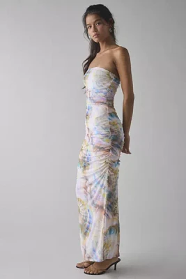 AFRM Marlo Ruched Mesh Strapless Maxi Dress