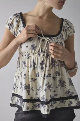 Kimchi Blue Calla Lily Lace-Trim Babydoll Tunic Top