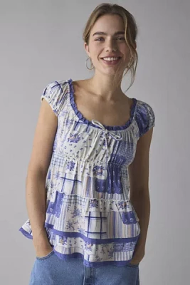 Kimchi Blue Calla Lily Lace-Trim Babydoll Tunic Top