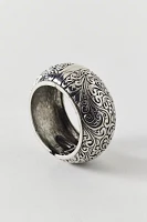 Etched Metal Large Bangle Bracelet
