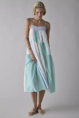 BDG Dakota Side-Tie Patchwork Cotton Midi Dress