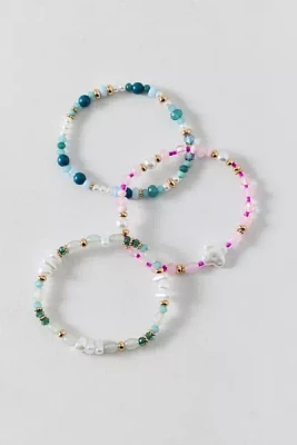 Constellation Pearl & Gold Beaded Stretch Bracelet Set