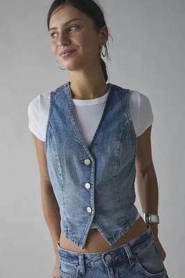 BDG Natasha Denim Button-Front Vest Top