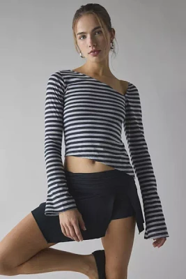 Motel Dalene Asymmetric Striped Long Sleeve Top