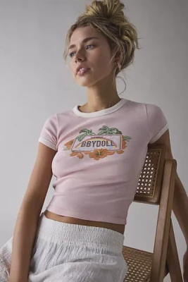 BDG Too Perfect Vanity License Plate Graphic Ringer Baby Tee
