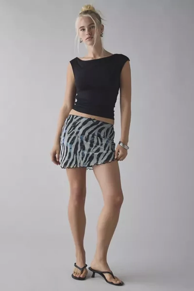 Kimchi Blue Zimi Zebra Print Mesh Mini Skirt