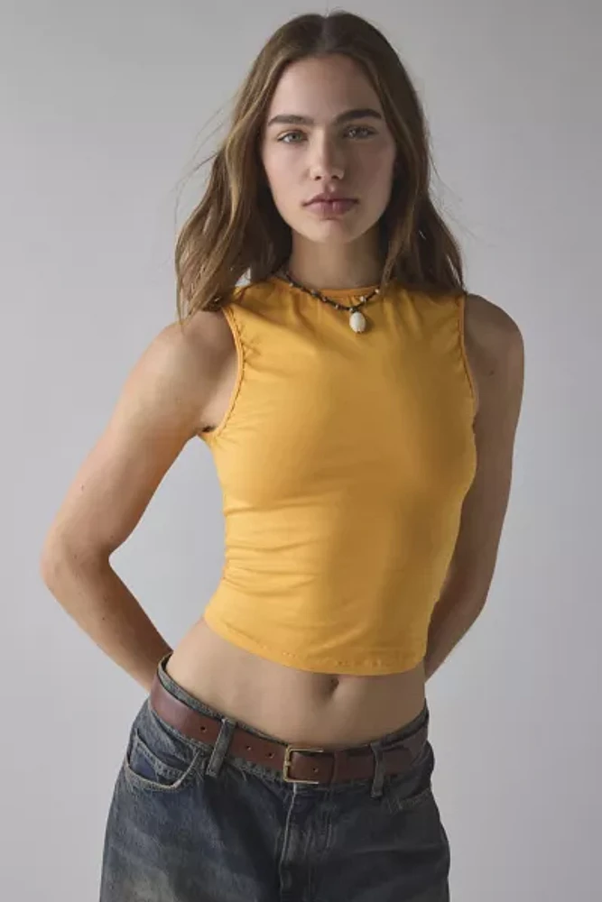Motel Runaba Keyhole Cutout Tie-Back Cropped Tank Top