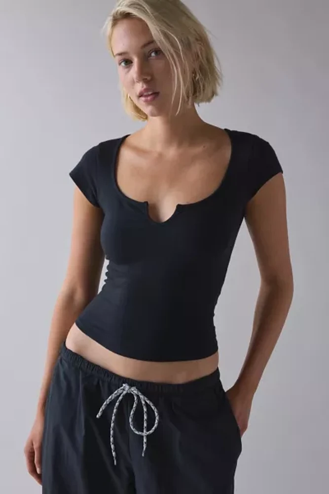 Out From Under Notch-Front Cotton Compression Baby Tee