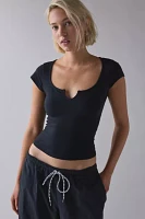 Out From Under Notch-Front Cotton Compression Baby Tee