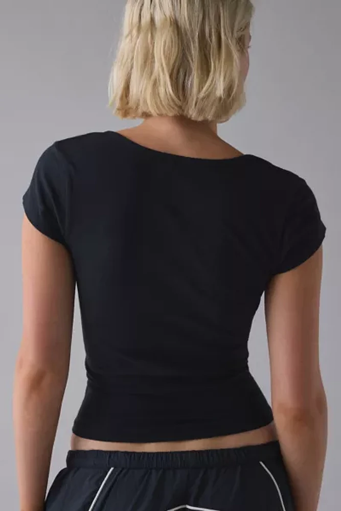Out From Under Notch-Front Cotton Compression Baby Tee