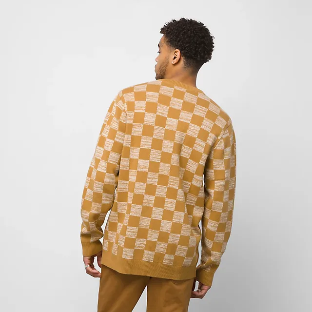 VANS CHECKERBOARD JACQUARD CARDIGAN, Camel Men's Cardigan