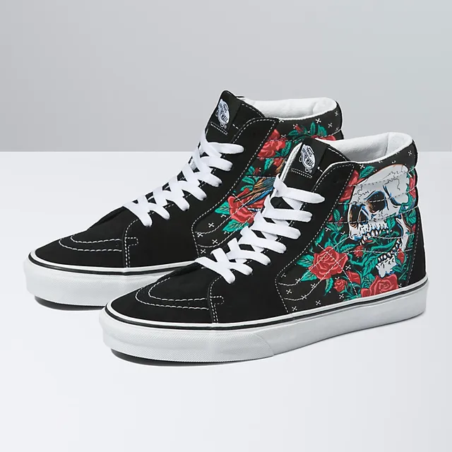 Vans Sk8-Hi Fruit Skull Black & White Skate Shoes